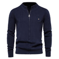 Men's Casual Vintage Style Stand Collar Full Zip Up Cardigan Sweater Coat