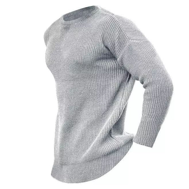 Men's Solid Color Crew Neck Pullover Knit Sweater