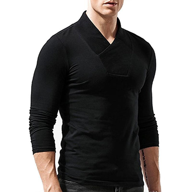 Men's Solid Color Turtleneck Long Sleeve T-Shirt