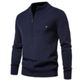 Men's Casual Vintage Style Stand Collar Full Zip Up Cardigan Sweater Coat