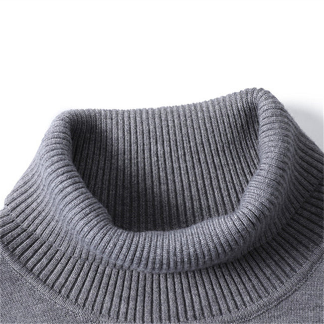 Men‘s Winter Turtleneck Thick Casual Solid Color Sweater