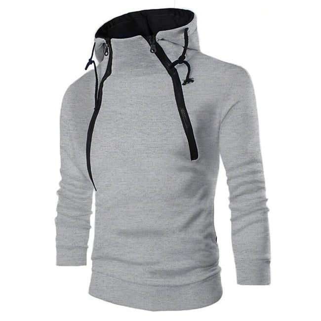 Men's Stand Collar Solid Color Zip Hoodies Sweatshirts