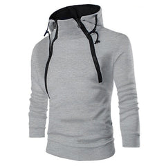 Men's Stand Collar Solid Color Zip Hoodies Sweatshirts