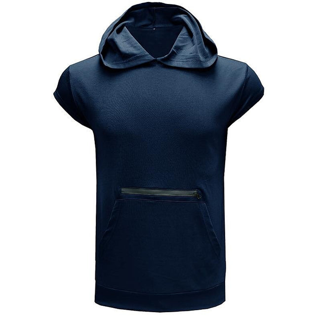 Men's Solid Color Casual Zipper Sports  Hoodie Tank Top