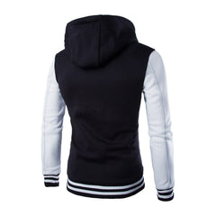 Men's Color Block Button Up Drawstring Hoodie