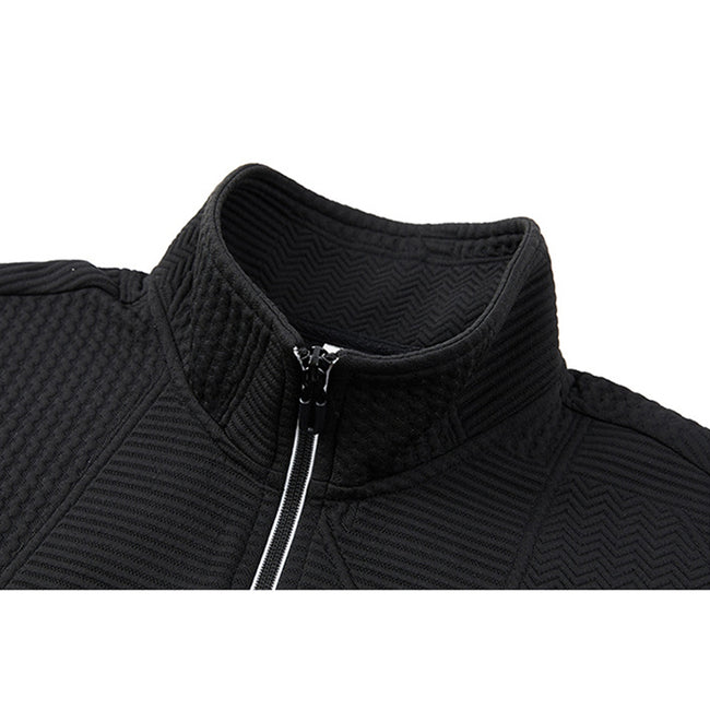 Men's Jacquard Drop Shoulder Half-zip Long Sleeve Sweatshirt