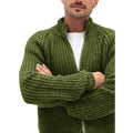 Men's Solid Color Turtleneck Zip Knit Cardigan