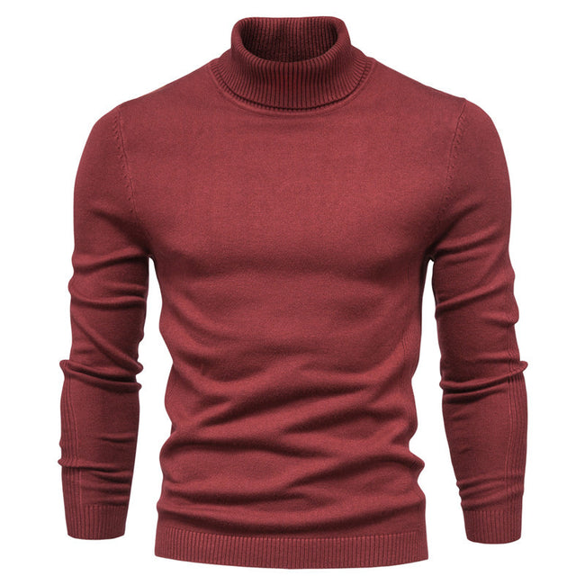 Men‘s Winter Turtleneck Thick Casual Solid Color Sweater