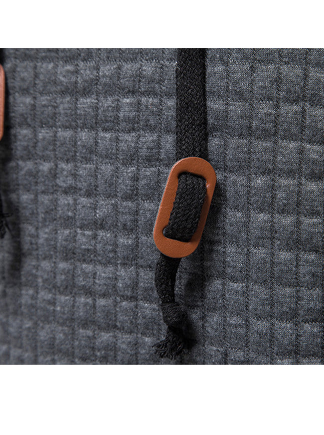 Men's Jacquard Small Check Pullover Hoodie Vest