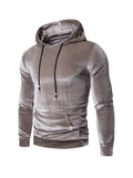 Men's Velvet Solid Color Pullover Hoodie Sweatshirts