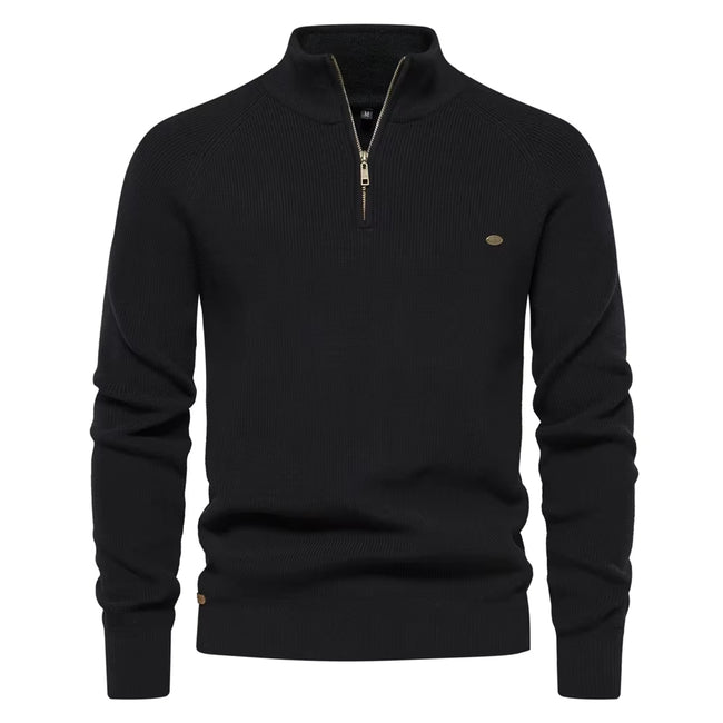 Men's Mock Neck Pullover Quarter Zipper Sweater