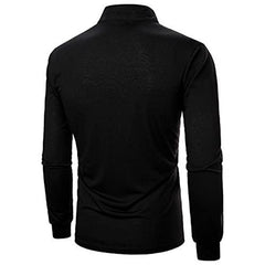 Men's Color Block Half Zipper Long Sleeve Polo T-shirt