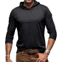 Men's Cotton Solid Color Long Sleeve Pullover Hoodie