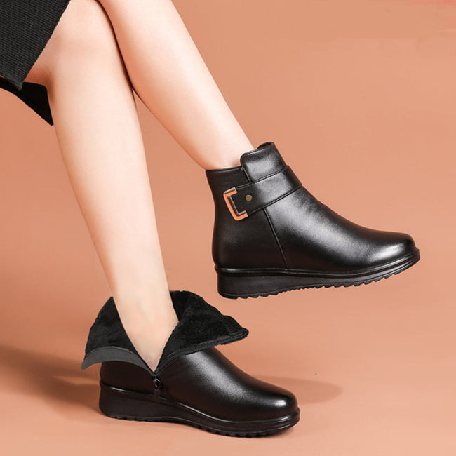 š„Last Day Promotion 50% OFF - Women's Metal Buckle Genuine Leather Wool Orthopedic Boots