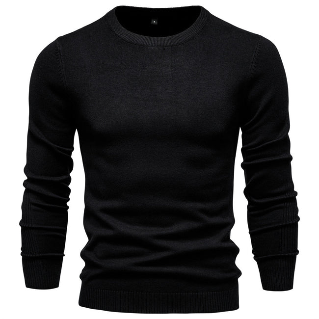 Men's Pullover Solid Color Warm Slim Crew Neck Sweater