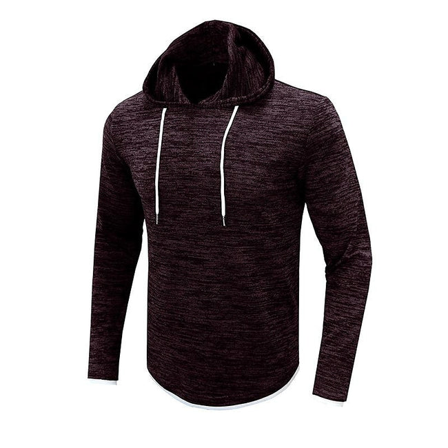 Men's Patchwork Slub Yarn Hooded Long-sleeve T-shirt
