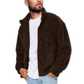 Men's Stand Collar Solid Color Fleece Zip-Up Sweatshirt