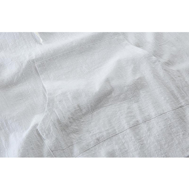 Men's Solid Color Cotton Linen Long-sleeved Half Zipper Pullover Shirt
