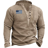 Men's Henry Button-Up Fleece Thermal Tactical Sweatshirt