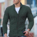 Men's Solid Color Cable Shawl-lapels Button Knit Cardigan