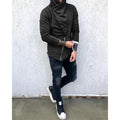 Men's Solid Color Hooded Slim Fit Fleece Diagonal Placket Sweatshirt
