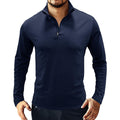 Men's Stand Collar Zip Solid Color Long Sleeve T-Shirt