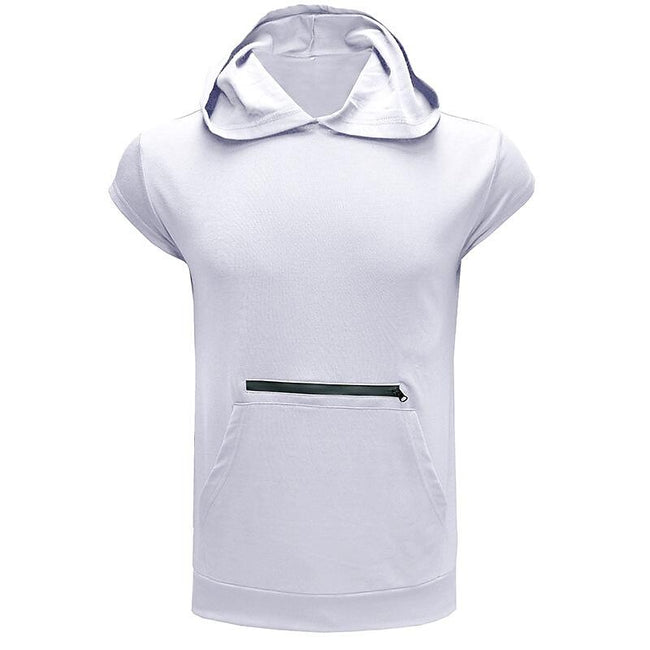Men's Solid Color Casual Zipper Sports  Hoodie Tank Top