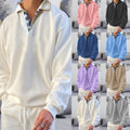 Men's Solid Color Patchwork Sweatshirts Long Sleeve With Button Down