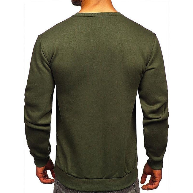 Men's Pullover Solid Color Fleece Crew Neck Sweatshirts