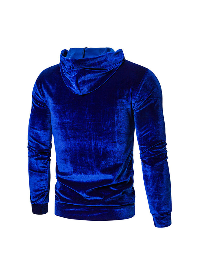 Men's Velvet Solid Color Pullover Hoodie Sweatshirts