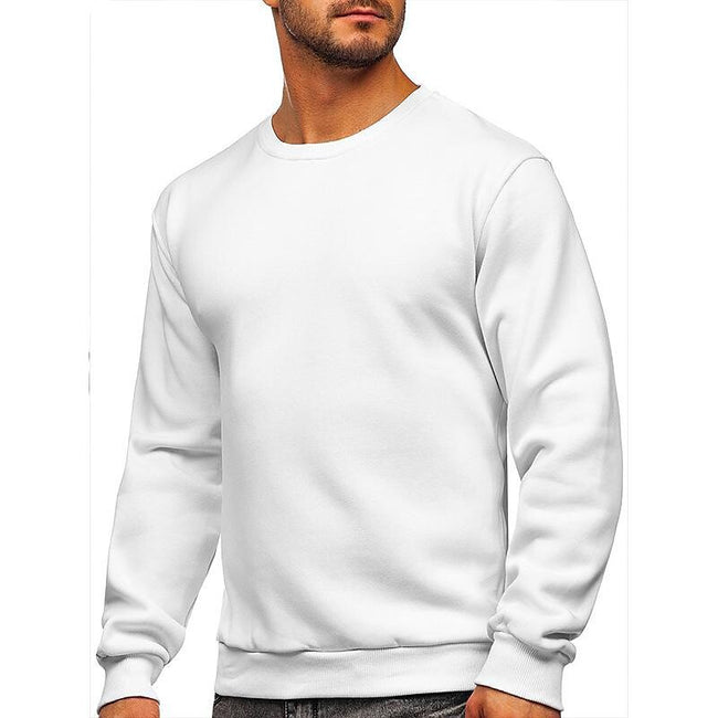 Men's Pullover Solid Color Fleece Crew Neck Sweatshirts
