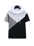Mullins Color Block Patched Drawstring Hooded Tee