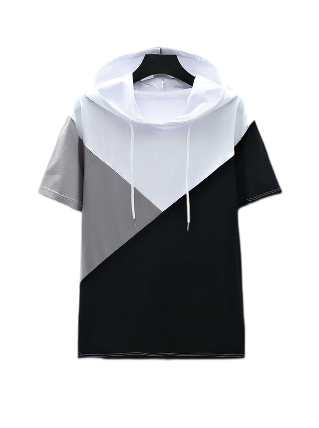 Mullins Color Block Patched Drawstring Hooded Tee