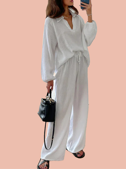 Autumn Simple V-Neck Casual Two-piece Set (Buy 2 Free Shipping)