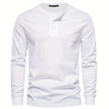 Rogers Solid Color Casual Henley  Long Sleeve T-shirt