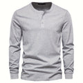 Rogers Solid Color Casual Henley  Long Sleeve T-shirt