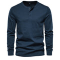 Rogers Solid Color Casual Henley  Long Sleeve T-shirt