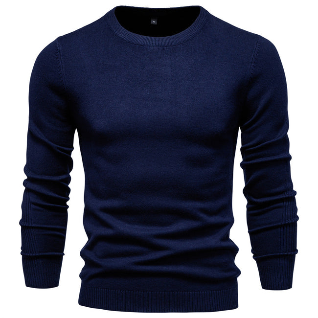 Men's Pullover Solid Color Warm Slim Crew Neck Sweater