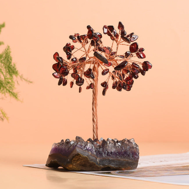 Natural Amethyst Cluster Base Fortune Tree Decoration