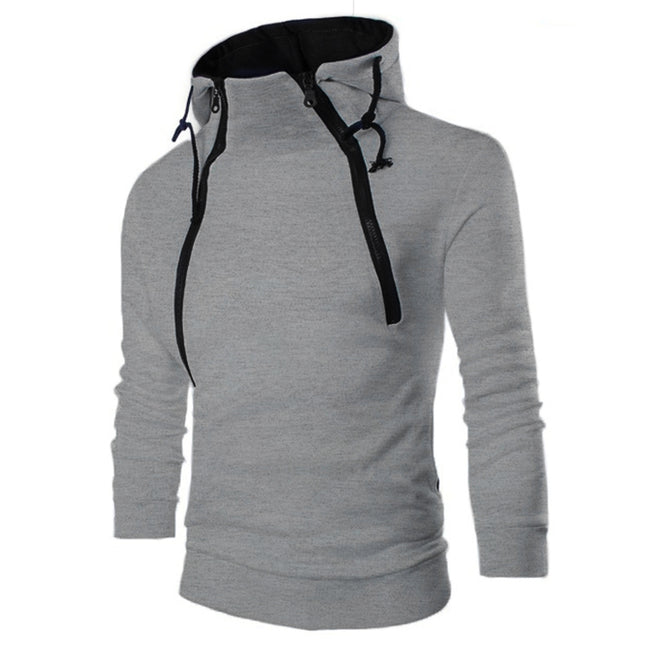 Men's Stand Collar Solid Color Zip Hoodies Sweatshirts