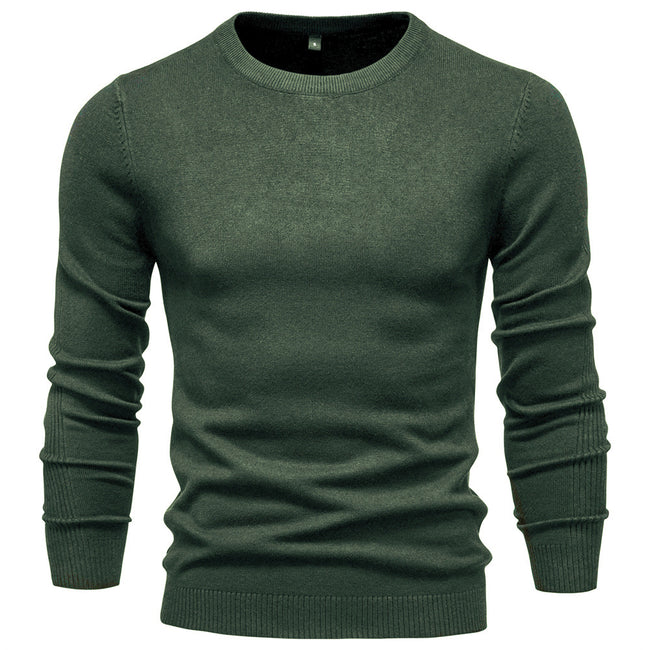 Men's Pullover Solid Color Warm Slim Crew Neck Sweater