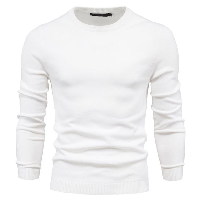Men's Pullover Solid Color Warm Slim Crew Neck Sweater
