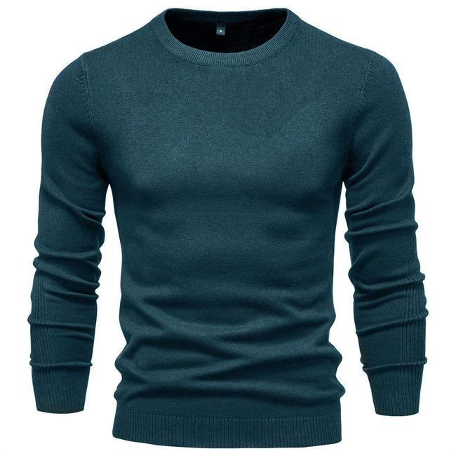 Men's Pullover Solid Color Warm Slim Crew Neck Sweater
