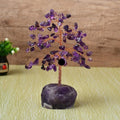 Crystal Fortune Tree with Natural Stone Base and Leaves