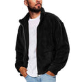 Men's Stand Collar Solid Color Fleece Zip-Up Sweatshirt