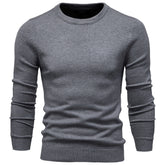 Men's Pullover Solid Color Warm Slim Crew Neck Sweater