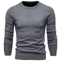 Men's Pullover Solid Color Warm Slim Crew Neck Sweater