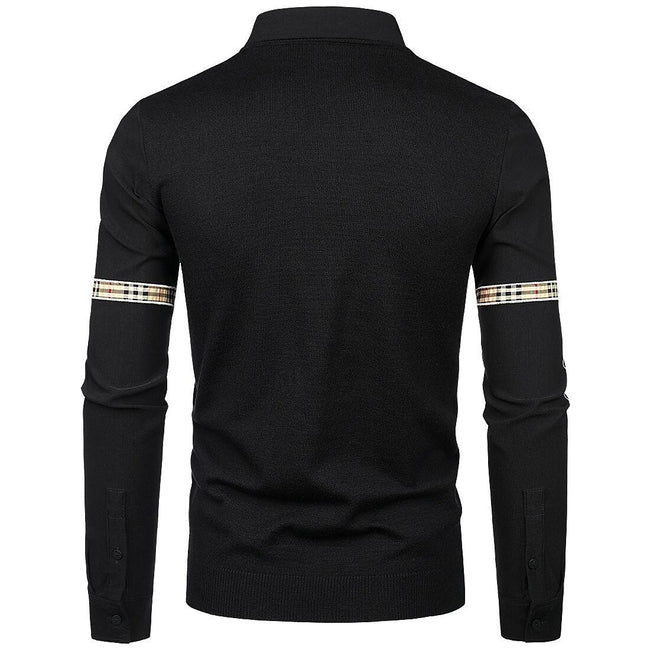 Men's Slim Patchwork Fake Two Piece Knit Sweater