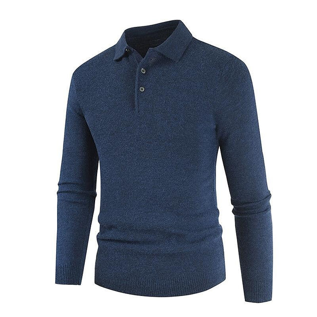 Men's Knitted Solid Color Lapel Sweater