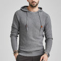 Men's Pullover Jacquard Check Pattern Hooded Sweater Basic Vintage Style